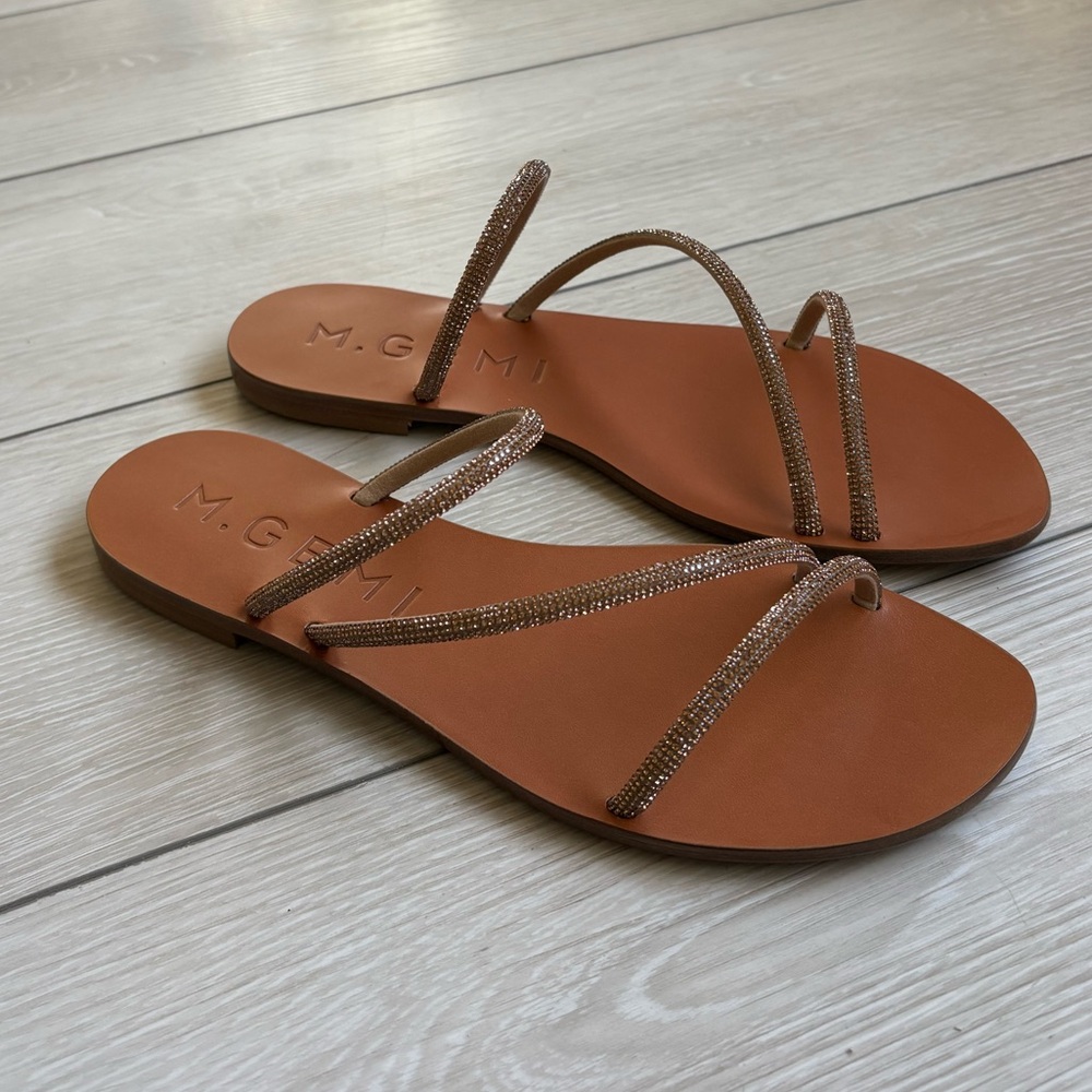 M. Gemi Azzurra Sandals Gold with Crystals 40.5 / US 9.5